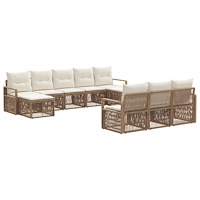 vidaXL Trädgårdsoffset 10 pcs Beige konstrotting