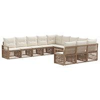 vidaXL Trädgårdsoffset 11 pcs Beige konstrotting