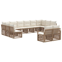 vidaXL Trädgårdsoffset 12 pcs Beige konstrotting