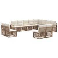 vidaXL Trädgårdsoffset 12 pcs Beige konstrotting