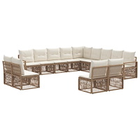 vidaXL Trädgårdsoffset 13 pcs Beige konstrotting