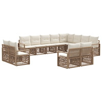 vidaXL Trädgårdsoffset 12 pcs Beige konstrotting