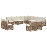 vidaXL Trädgårdsoffset 13 pcs Beige konstrotting