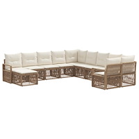 vidaXL Trädgårdsoffset 11 pcs Beige konstrotting
