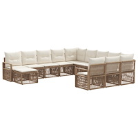 vidaXL Trädgårdsoffset 12 pcs Beige konstrotting