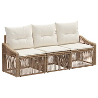 vidaXL Trädgårdsoffset 3 pcs Beige konstrotting