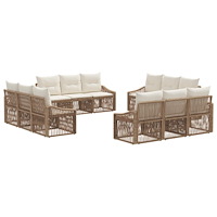 vidaXL Trädgårdsoffset 12 pcs Beige konstrotting