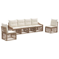 vidaXL Trädgårdsoffset 6 pcs Beige konstrotting