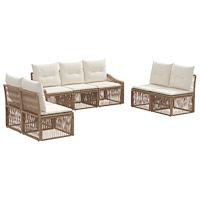 vidaXL Trädgårdsoffset 7 pcs Beige konstrotting