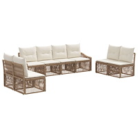 vidaXL Trädgårdsoffset 8 pcs Beige konstrotting