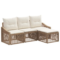 vidaXL Trädgårdsoffset 4 pcs Beige konstrotting