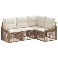 vidaXL Trädgårdsoffset 4 pcs Beige konstrotting