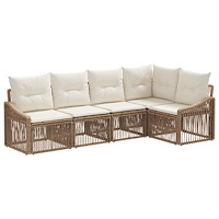 vidaXL Trädgårdsoffset 5 pcs Beige konstrotting