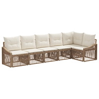 vidaXL Trädgårdsoffset 6 pcs Beige konstrotting