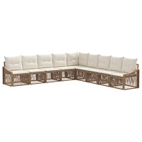 vidaXL Trädgårdsoffset 9 pcs Beige konstrotting