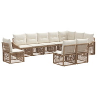 vidaXL Trädgårdsoffset 10 pcs Beige konstrotting