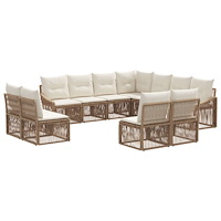 vidaXL Trädgårdsoffset 11 pcs Beige konstrotting