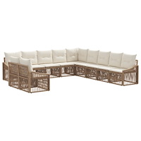 vidaXL Trädgårdsoffset 11 pcs Beige konstrotting