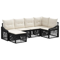 vidaXL Trädgårdsoffset 6 pcs Svart konstrotting