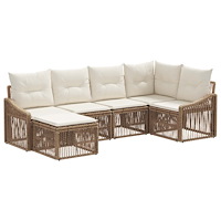 vidaXL Trädgårdsoffset 6 pcs Beige konstrotting