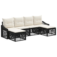vidaXL Trädgårdsoffset 6 pcs Svart konstrotting