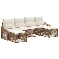 vidaXL Trädgårdsoffset 6 pcs Beige konstrotting