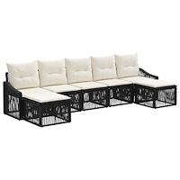 vidaXL Trädgårdsoffset 7 pcs Svart konstrotting