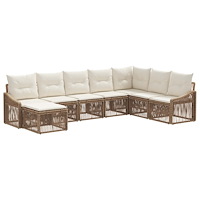 vidaXL Trädgårdsoffset 8 pcs Beige konstrotting