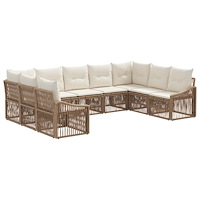 vidaXL Trädgårdsoffset 9 pcs Beige konstrotting