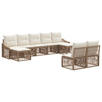 vidaXL Trädgårdsoffset 9 pcs Beige konstrotting