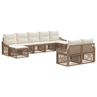 vidaXL Trädgårdsoffset 9 pcs Beige konstrotting