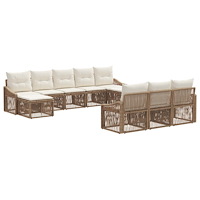 vidaXL Trädgårdsoffset 10 pcs Beige konstrotting