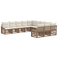 vidaXL Trädgårdsoffset 11 pcs Beige konstrotting