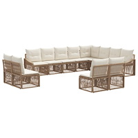 vidaXL Trädgårdsoffset 12 pcs Beige konstrotting