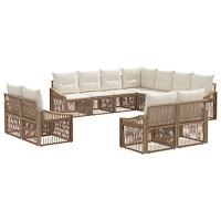 vidaXL Trädgårdsoffset 11 pcs Beige konstrotting