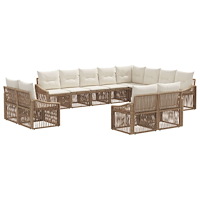 vidaXL Trädgårdsoffset 12 pcs Beige konstrotting