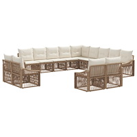 vidaXL Trädgårdsoffset 13 pcs Beige konstrotting