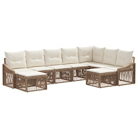 vidaXL Trädgårdsoffset 9 pcs Beige konstrotting