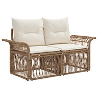 vidaXL Trädgårdsoffa 2-Antal sittplatser Beige konstrotting