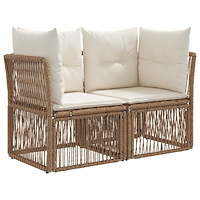 vidaXL Trädgårdsoffa 2-Antal sittplatser Beige konstrotting