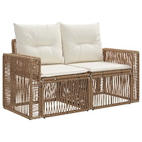 vidaXL Trädgårdsoffa 2-Antal sittplatser Beige konstrotting