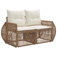 vidaXL Trädgårdsoffa 2-Antal sittplatser Beige konstrotting