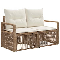 vidaXL Trädgårdsoffa 2-Antal sittplatser Beige konstrotting