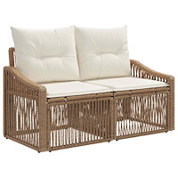 vidaXL Trädgårdsoffa 2-Antal sittplatser Beige konstrotting