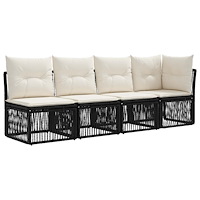 vidaXL 4-sits soffa med vänster arm 4 pcs 4-Antal sittplatser Svart