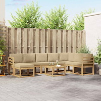vidaXL Utomhussoffset med kudde 9 pcs Vit och Beige