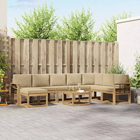 vidaXL Utomhussoffset med kudde 9 pcs Vit och Beige