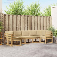 vidaXL Utomhussoffset med kudde 7 pcs Vit och Beige