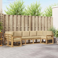 vidaXL Utomhussoffset med kudde 7 pcs Vit och Beige