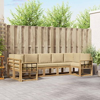 vidaXL Utomhussoffset med kudde 7 pcs Vit och Beige